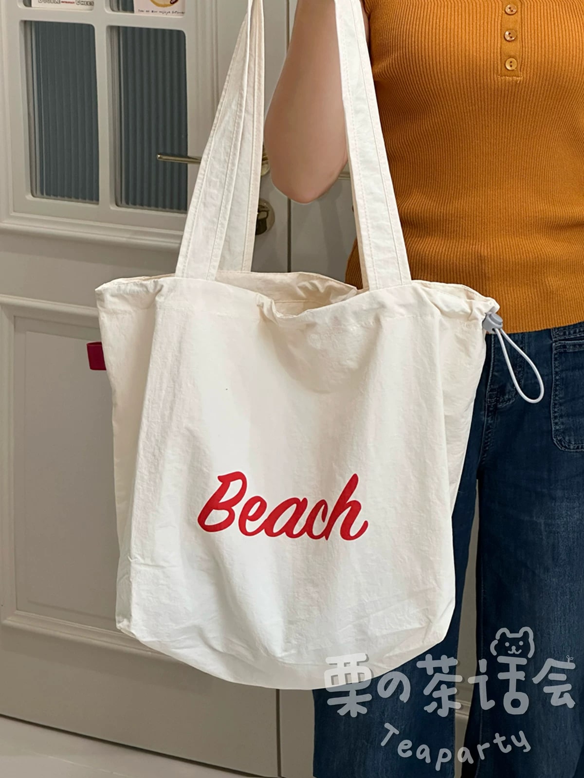 Canvas Drawstring Tote Shoulder Bag with Charm — Fashion on G+ Market