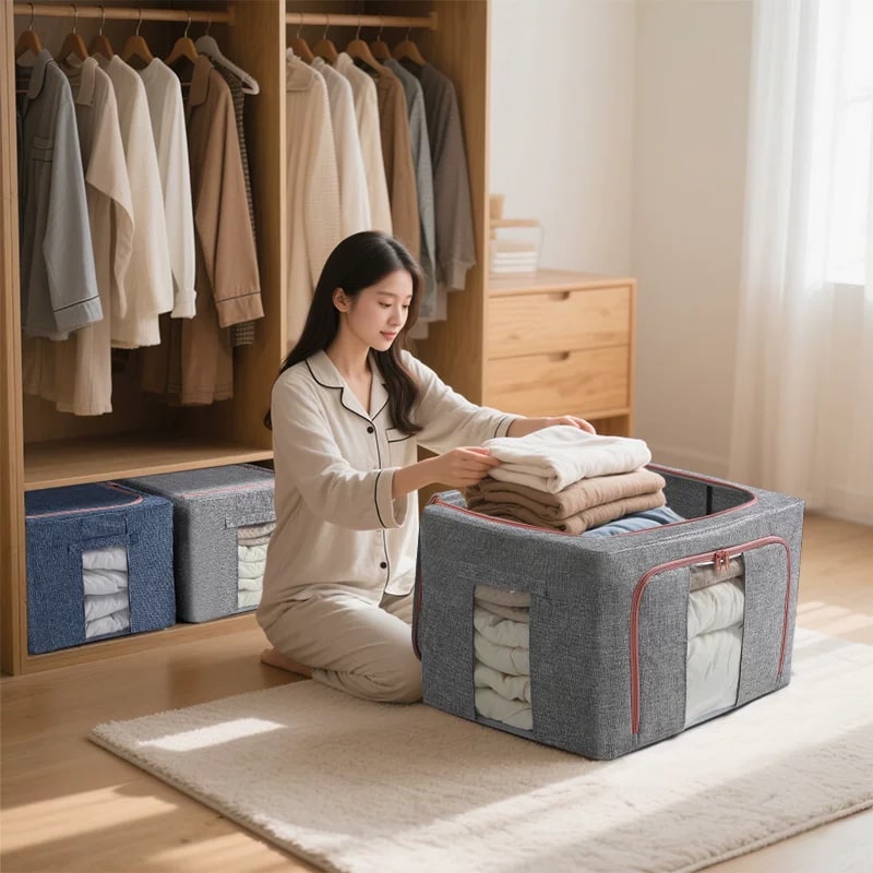 Foldable Fabric Storage Box for Clothes and Bedding photo 4