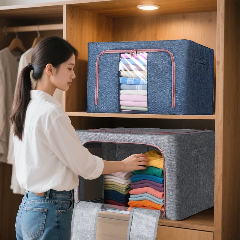Foldable Fabric Storage Box for Clothes and Bedding photo 2