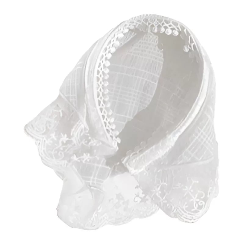 White Lace Headband Scarf photo 6