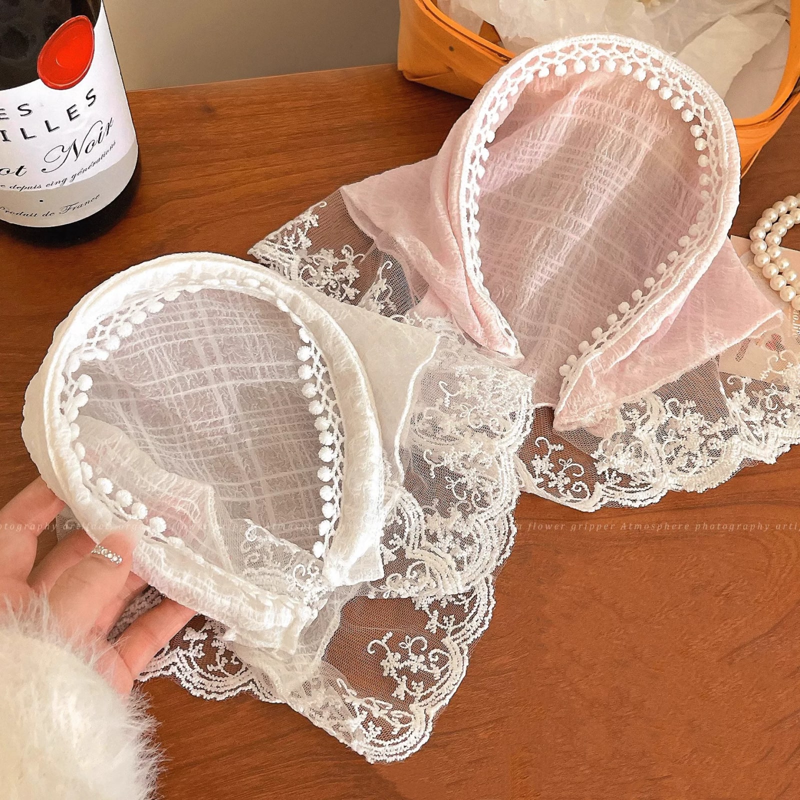 White Lace Headband Scarf photo 5