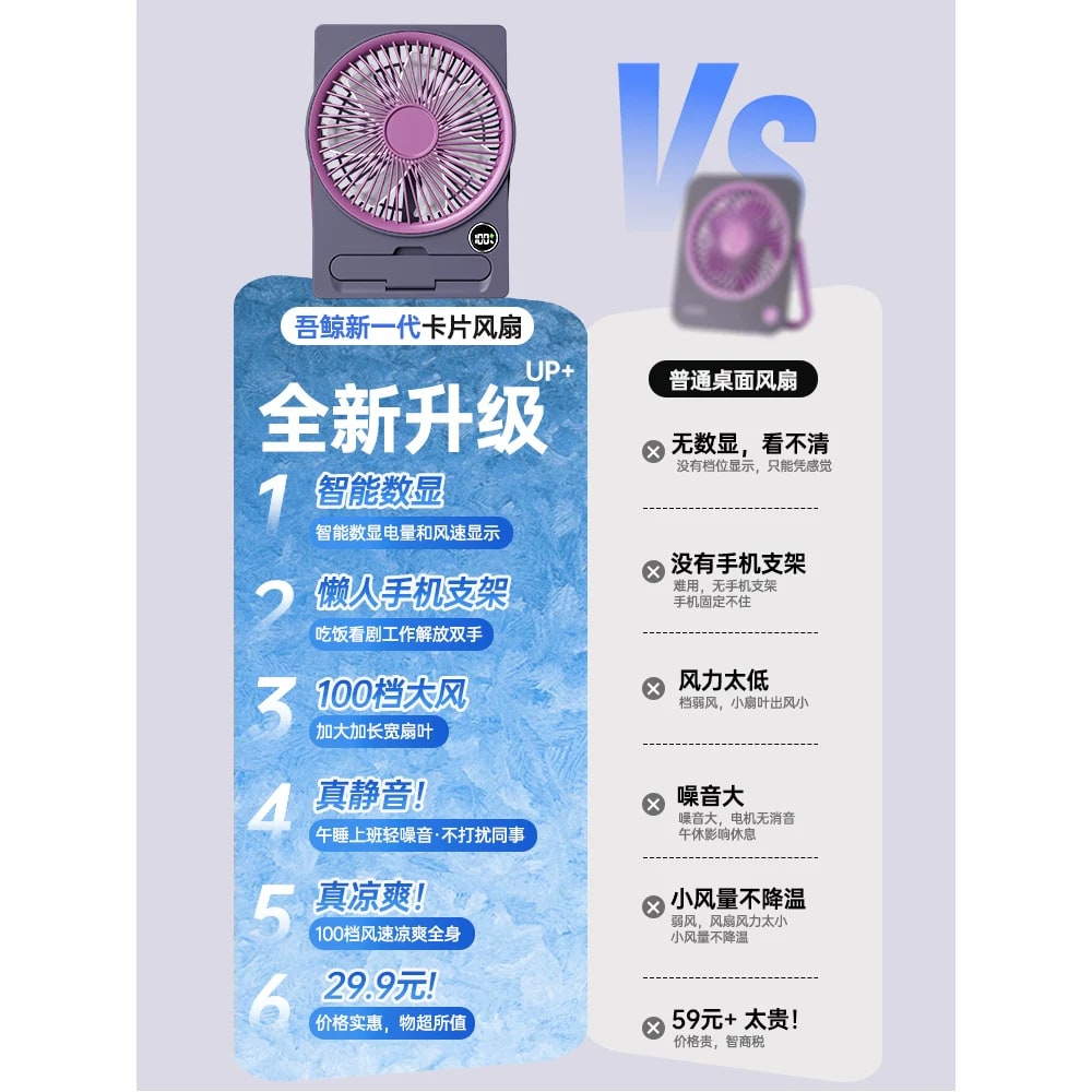Slim High-Speed Desk Fan with Phone Stand photo 2