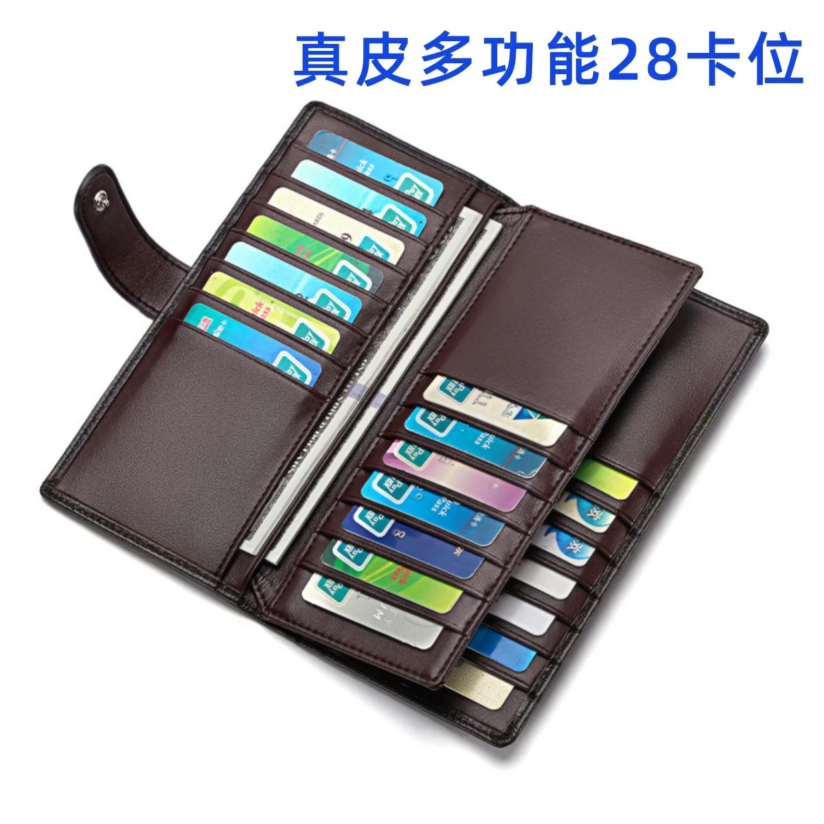 Full-Grain Leather Long Card Wallet with RFID Blocking photo 6