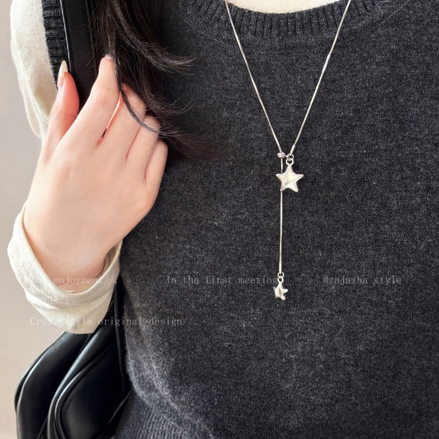 Korean Style Star Pendant Necklace for Women photo 2