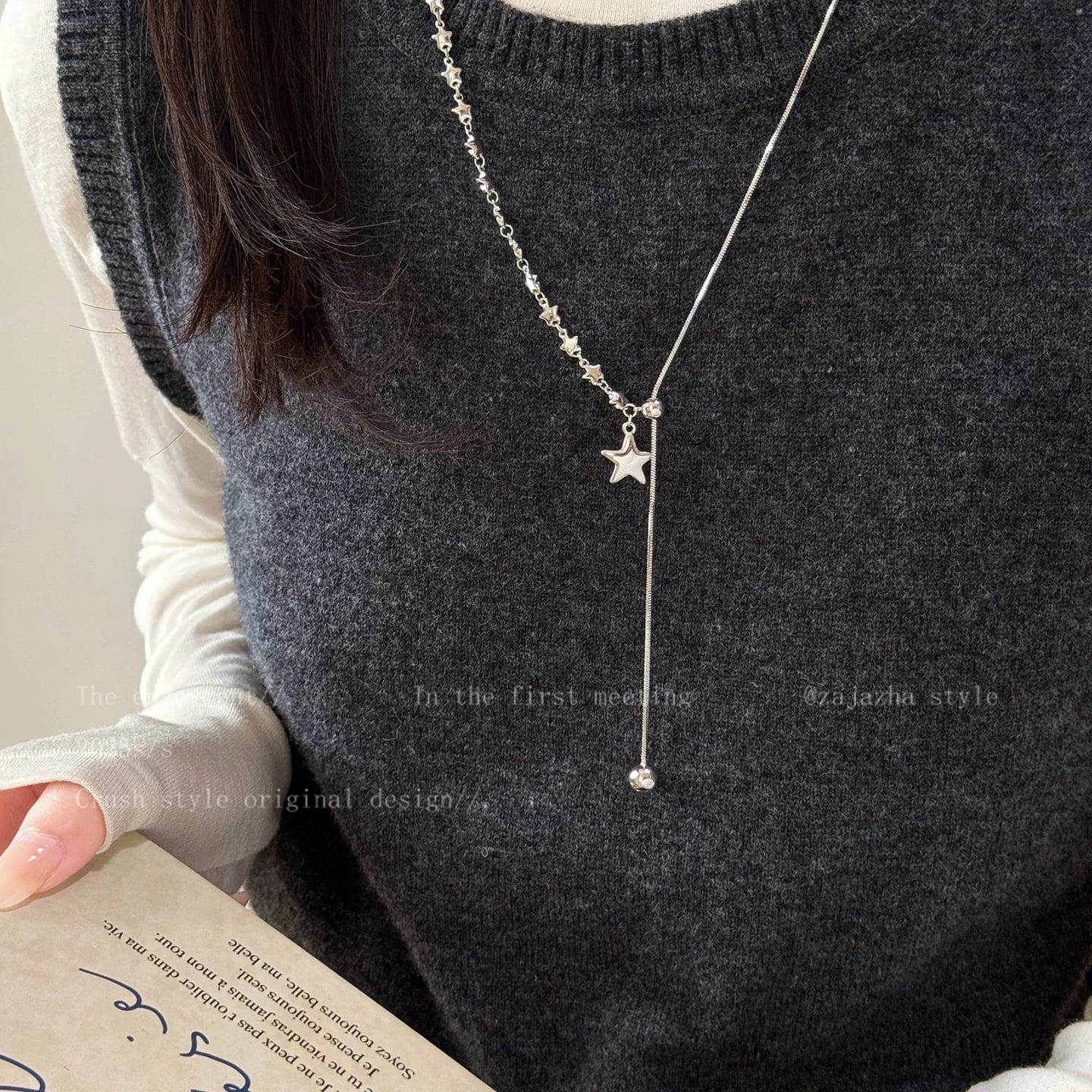 Korean Style Star Pendant Necklace for Women photo 4
