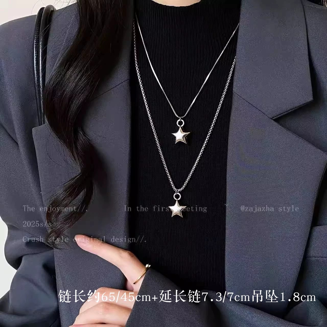 Korean Style Star Pendant Necklace for Women photo 6