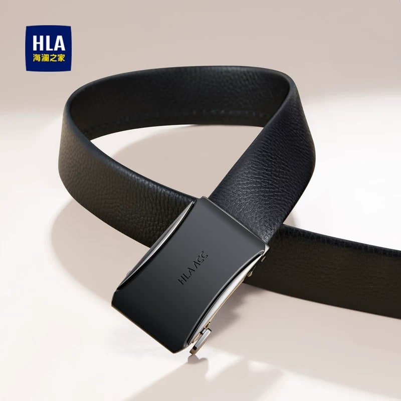 HLA Mens Full-Grain Leather Belt with Ratchet Buckle