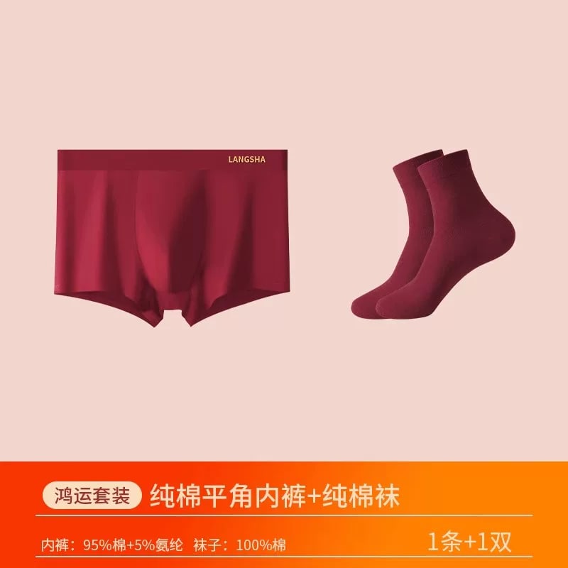 Langsha Men's Cotton Brief and Sock Gift Set