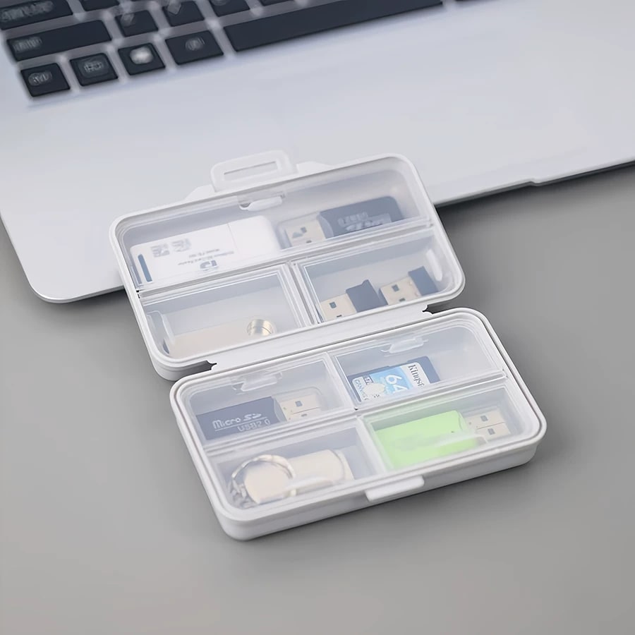 Portable USB Flash Drive Storage Box - Multi-Compartment Organizer photo 5