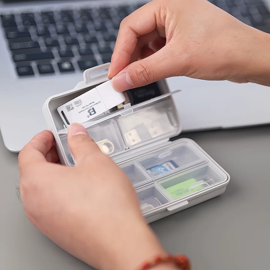 Portable USB Flash Drive Storage Box - Multi-Compartment Organizer photo 4