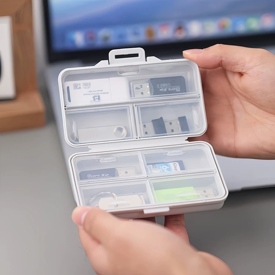 Portable USB Flash Drive Storage Box - Multi-Compartment Organizer photo 3