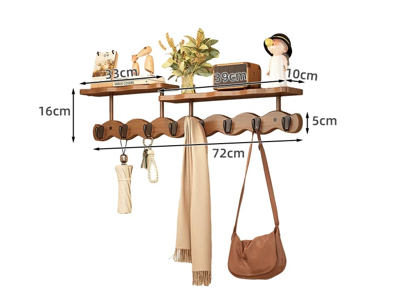 Chu Jun Wall-Mounted Wave Design Coat Rack with Hooks photo 2