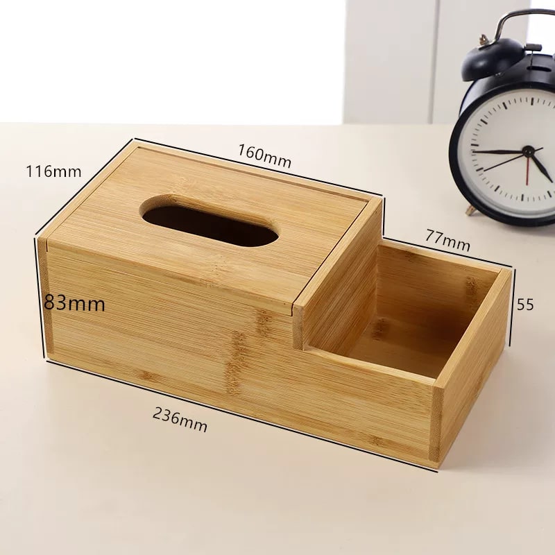 Bamboo Tissue Box and Desktop Organiser photo 2