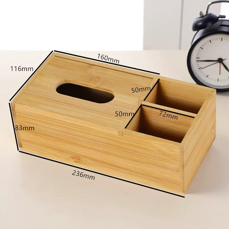 Bamboo Tissue Box and Desktop Organiser photo 3