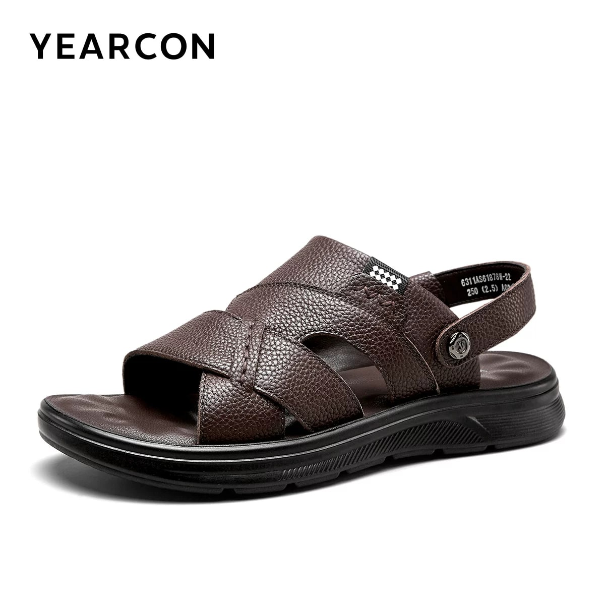 YEARCON Mens Leather Slip-On Sandals photo 2