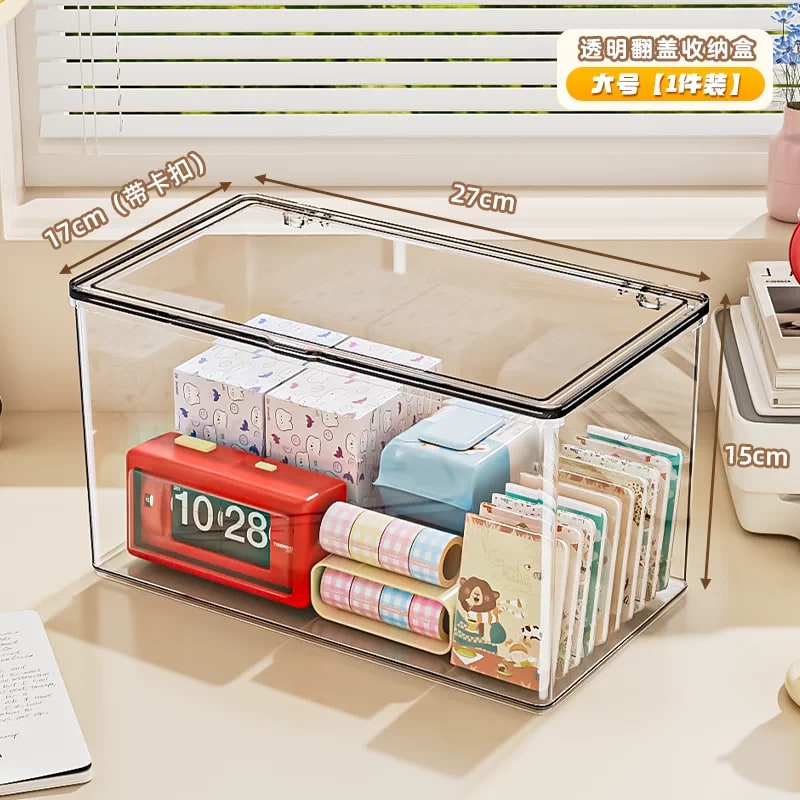 Clear Acrylic Desk Storage Box with Flip Lid photo 6
