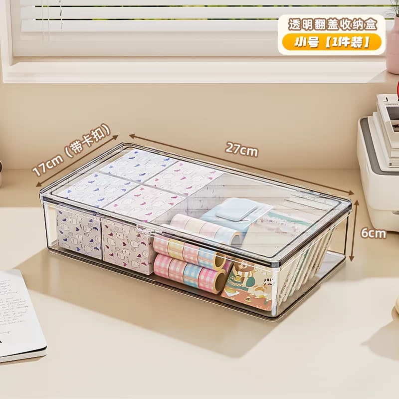 Clear Acrylic Desk Storage Box with Flip Lid photo 4