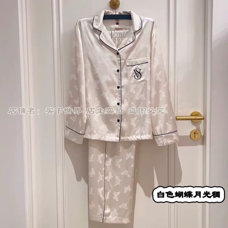 Women's Silky Two-Piece Pajama Set with Butterfly Print — Fashion on G+ Market