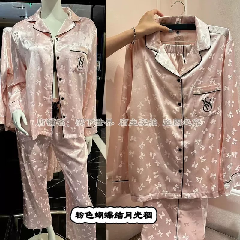 Women's Silky Two-Piece Pajama Set with Butterfly Print photo 2