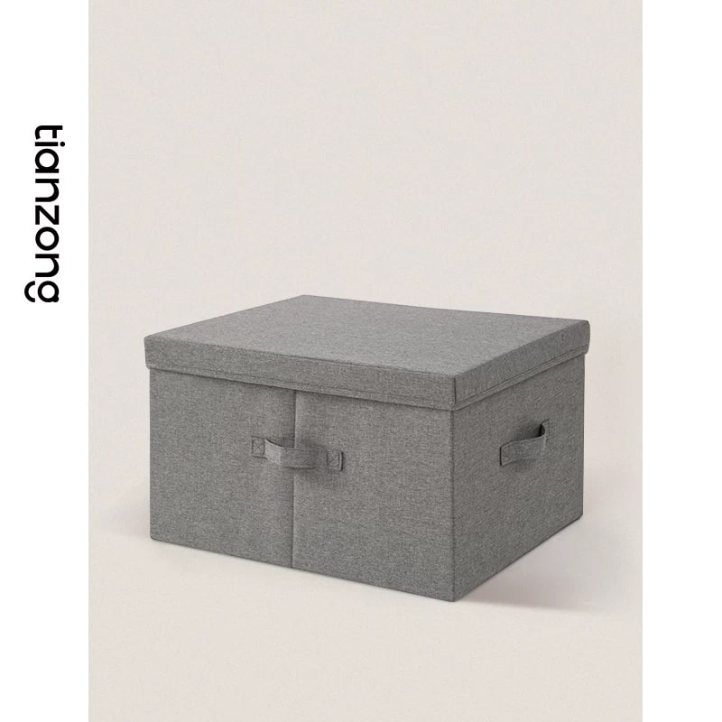 Foldable Fabric Clothes Storage Box with Lid photo 2