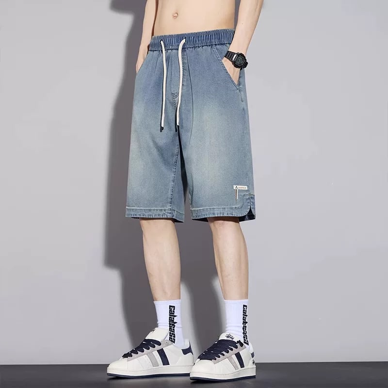 Men's Tencel Denim Shorts - Loose Fit Straight Leg photo 5
