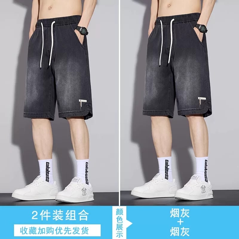 Men's Tencel Denim Shorts - Loose Fit Straight Leg photo 3