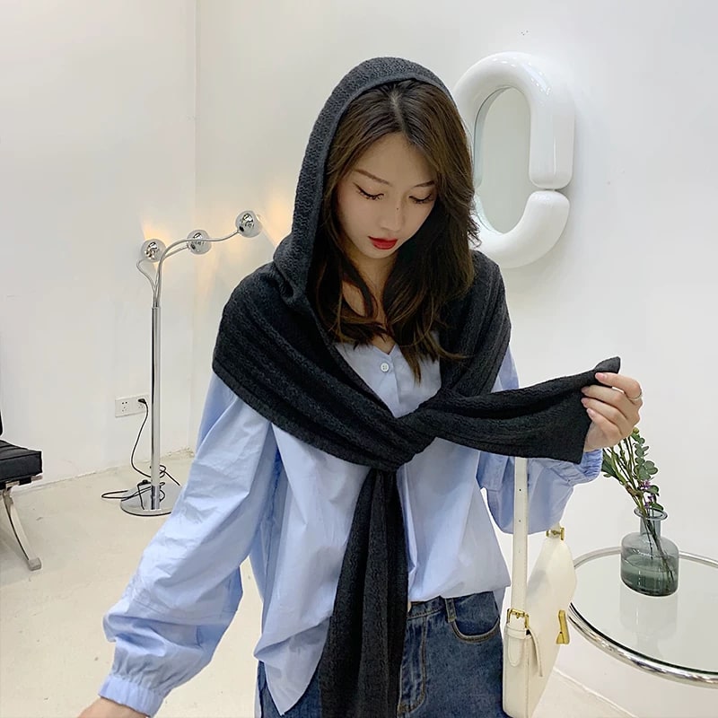 Korean Style Knitted Hooded Scarf Shawl — Fashion on G+ Market