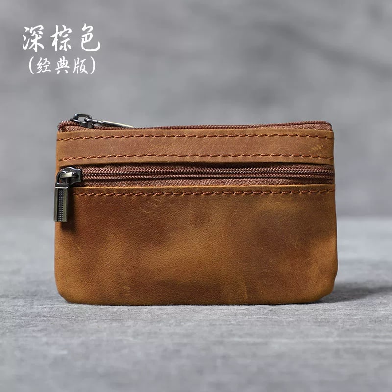 Full Grain Leather Mini Zip Pouch photo 6