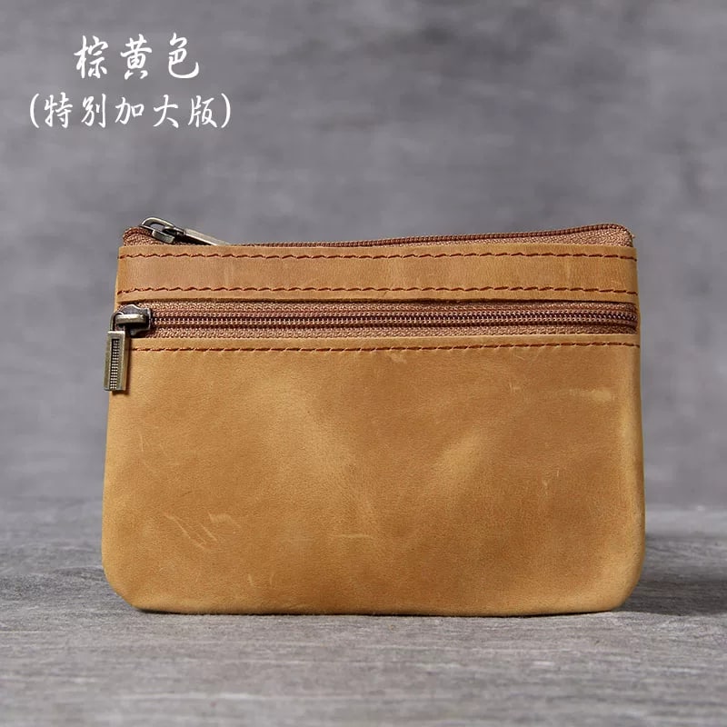 Full Grain Leather Mini Zip Pouch