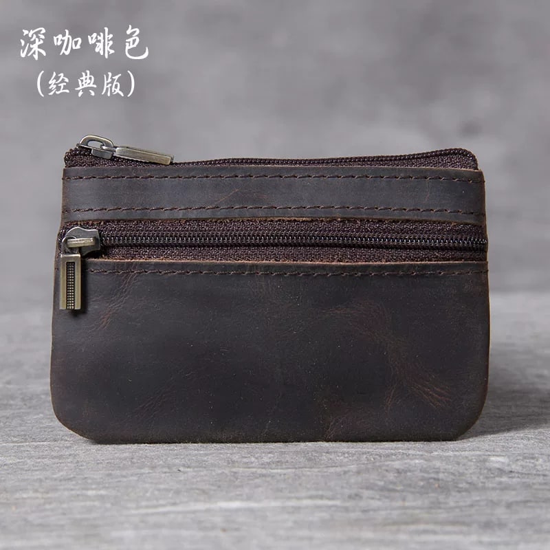 Full Grain Leather Mini Zip Pouch photo 4