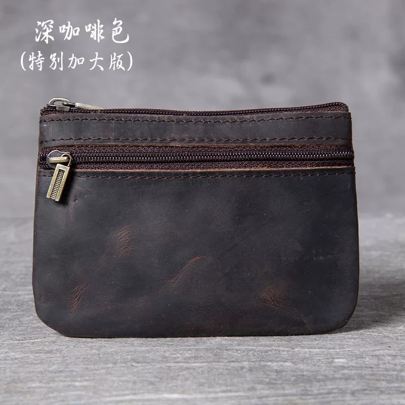 Full Grain Leather Mini Zip Pouch photo 3