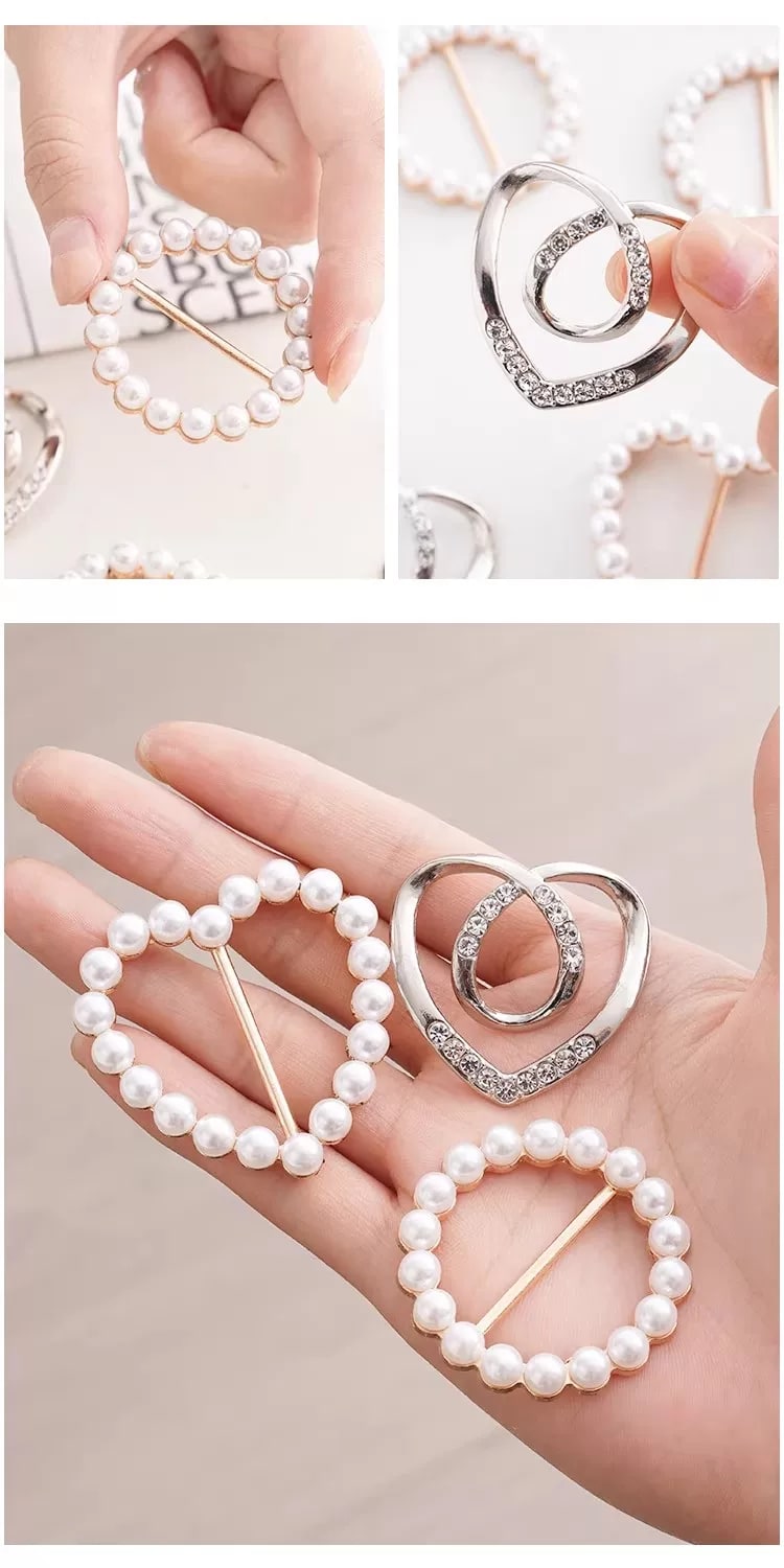 Elegant Pearl and Rhinestone Scarf Buckle Shirt Hem Clip photo 5