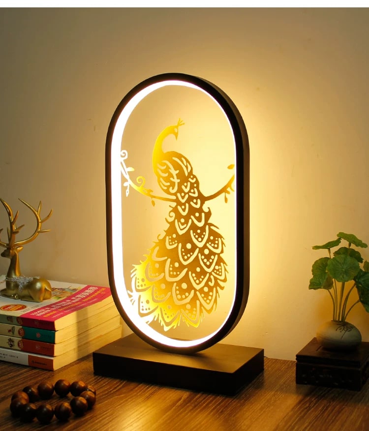 New Chinese Style Retro Creative Bedroom Bedside Table Lamp photo 3
