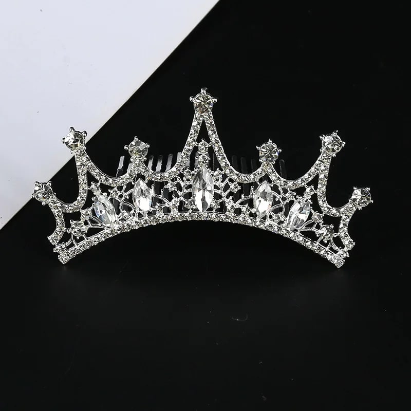 Crystal Crown Tiara and Hair Comb Set photo 3