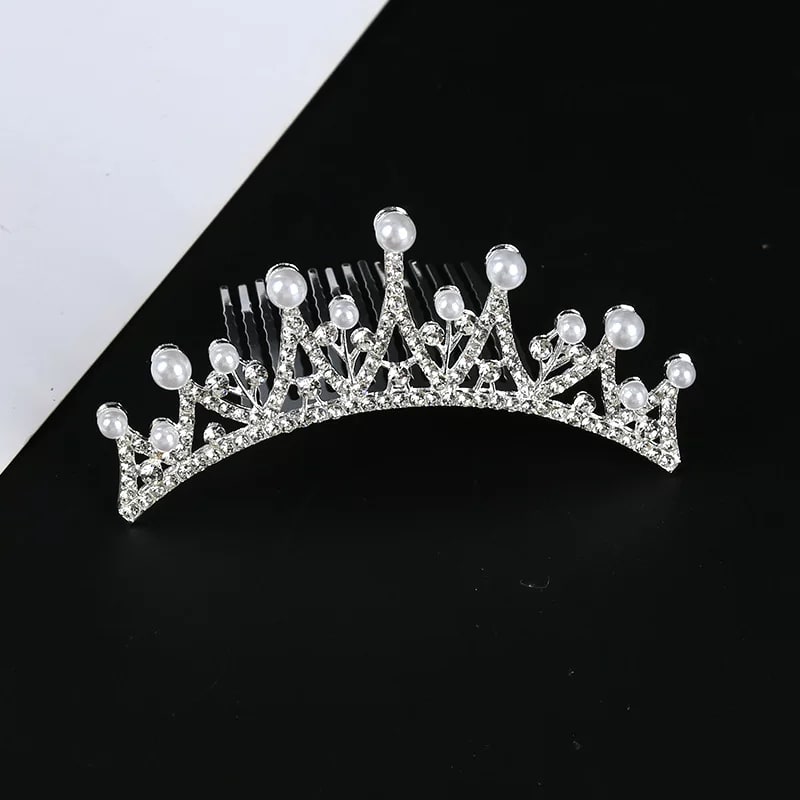 Crystal Crown Tiara and Hair Comb Set photo 4