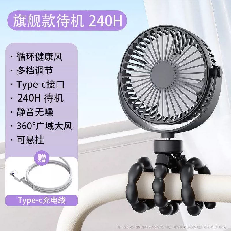 Portable Clip-On Octopus Fan with Bendable Tripod Legs photo 5