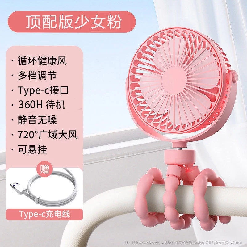 Portable Clip-On Octopus Fan with Bendable Tripod Legs photo 3