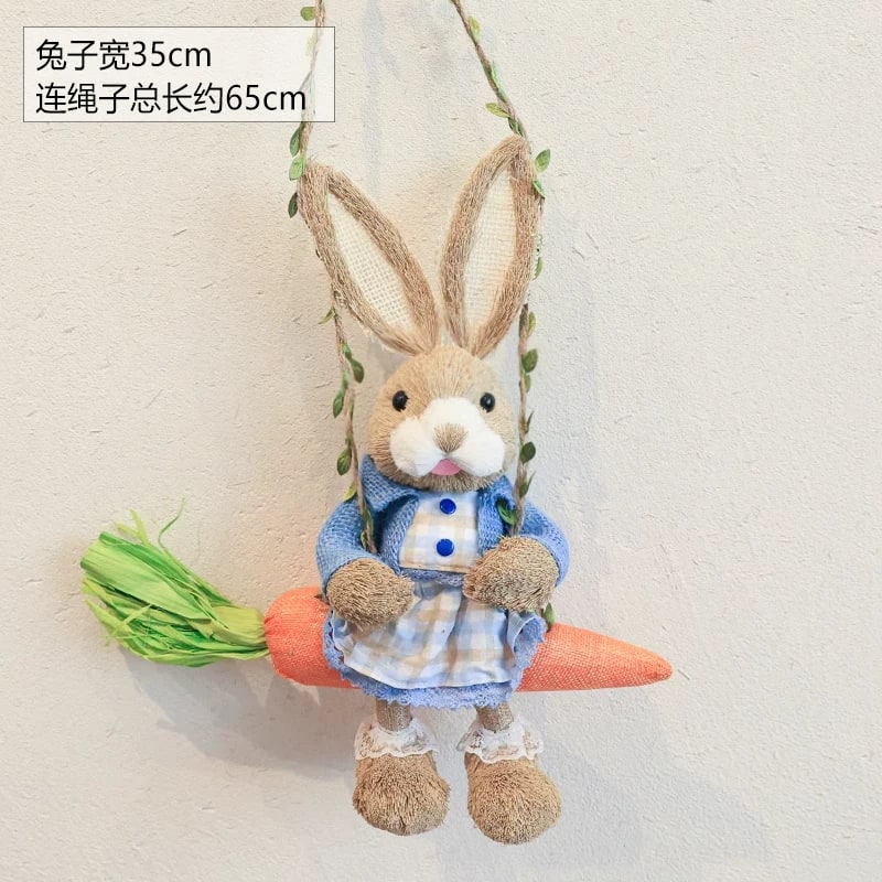 Woven Straw Swing Rabbit Wall Hanging Decoration 35cm — Home & Furniture on G+ Market