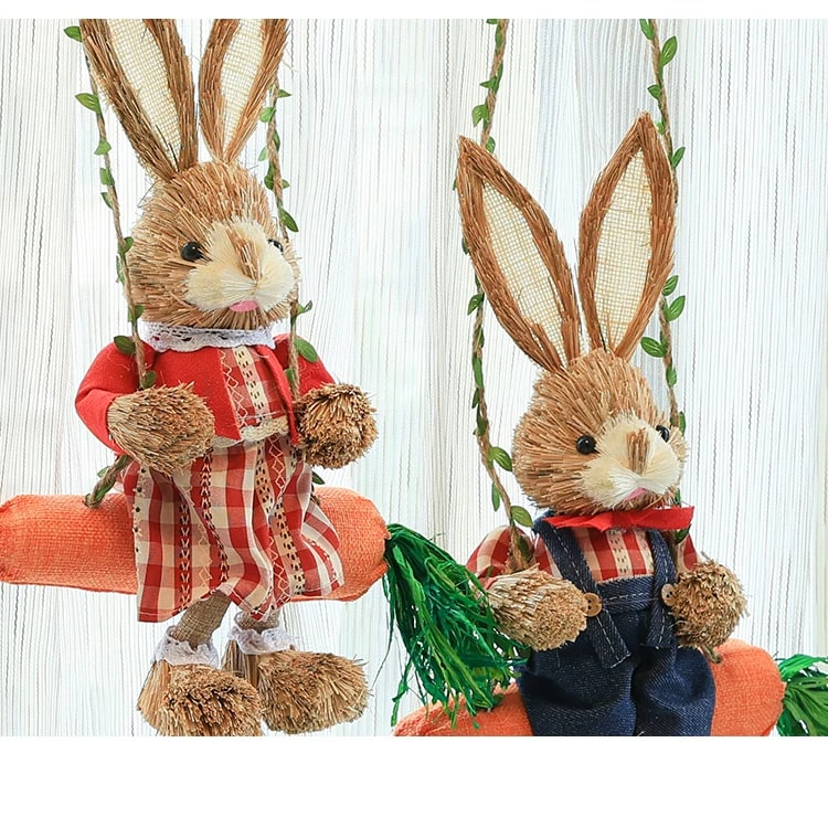 Woven Straw Swing Rabbit Wall Hanging Decoration 35cm — Home & Furniture on G+ Market