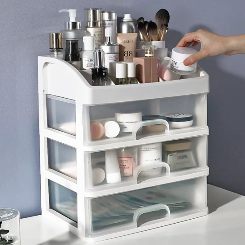 Clear Three-Drawer Cosmetic and Jewellery Organiser photo 2