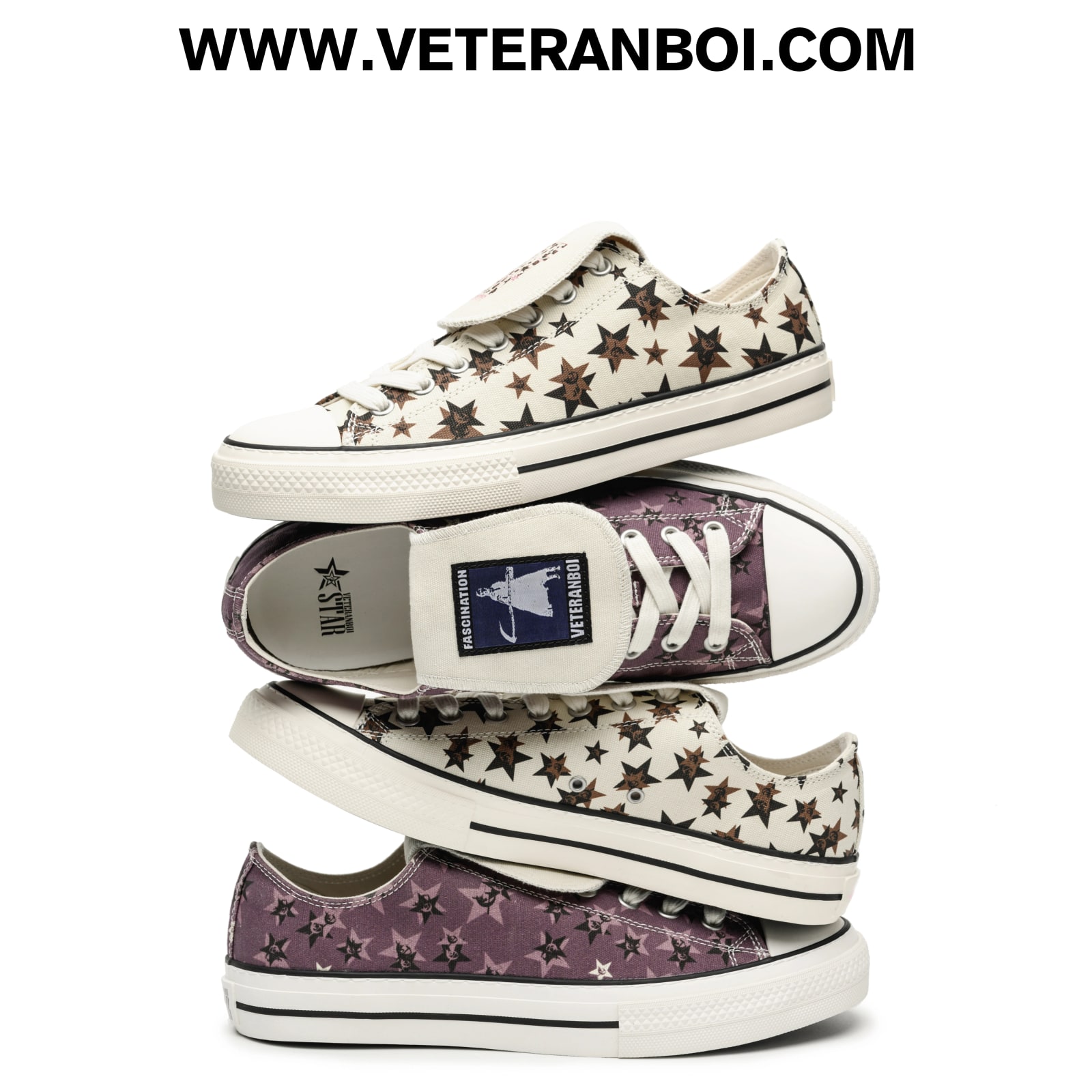 VETERANBOI Leopard Star Print Canvas Trainers photo 3