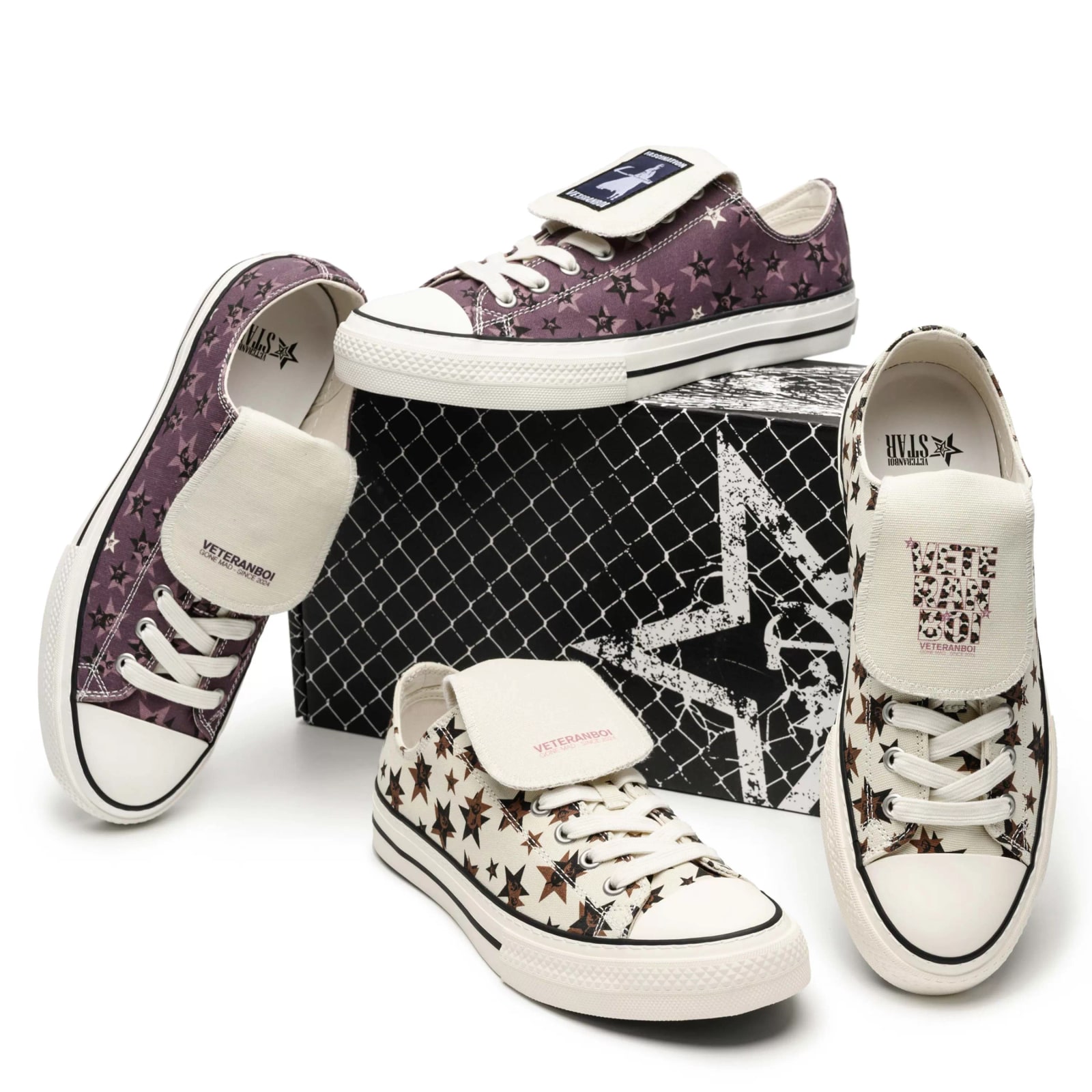 VETERANBOI Leopard Star Print Canvas Trainers photo 4