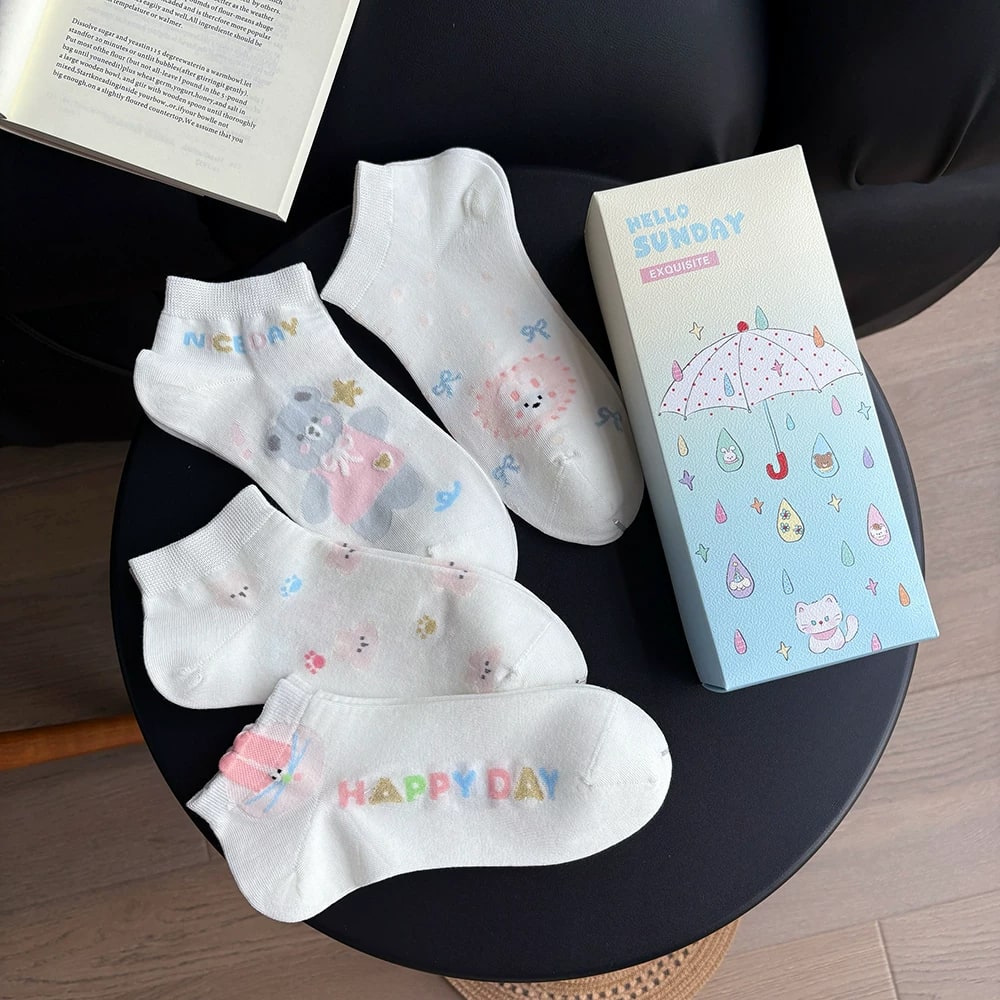 Cotton Ankle Socks Gift Box 4 Pairs