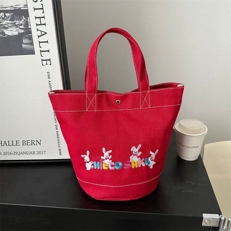 Canvas Lunch Tote Bag with Cartoon Prints photo 5