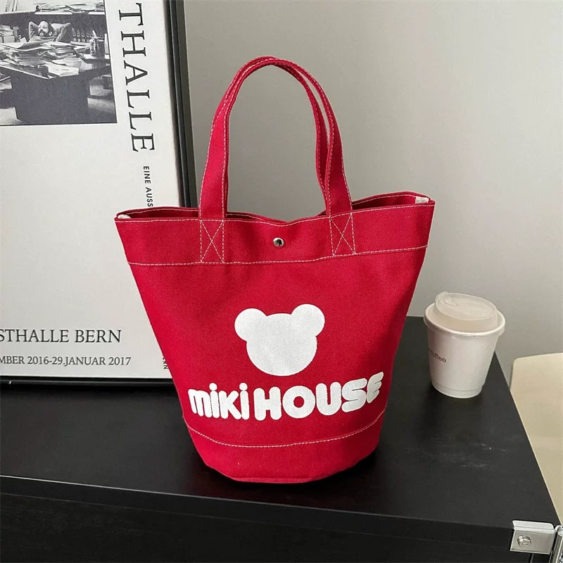Canvas Lunch Tote Bag with Cartoon Prints photo 2