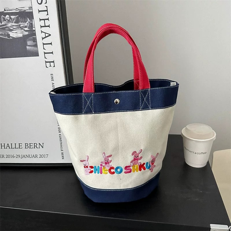 Canvas Lunch Tote Bag with Cartoon Prints photo 4