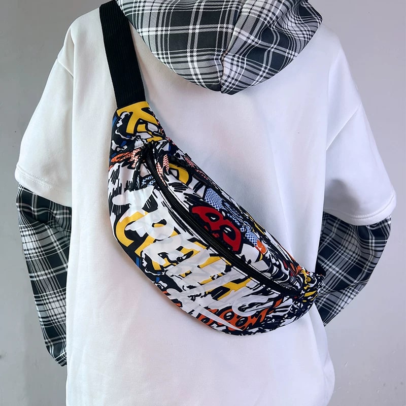 Printed Canvas Sling Chest Bag photo 4