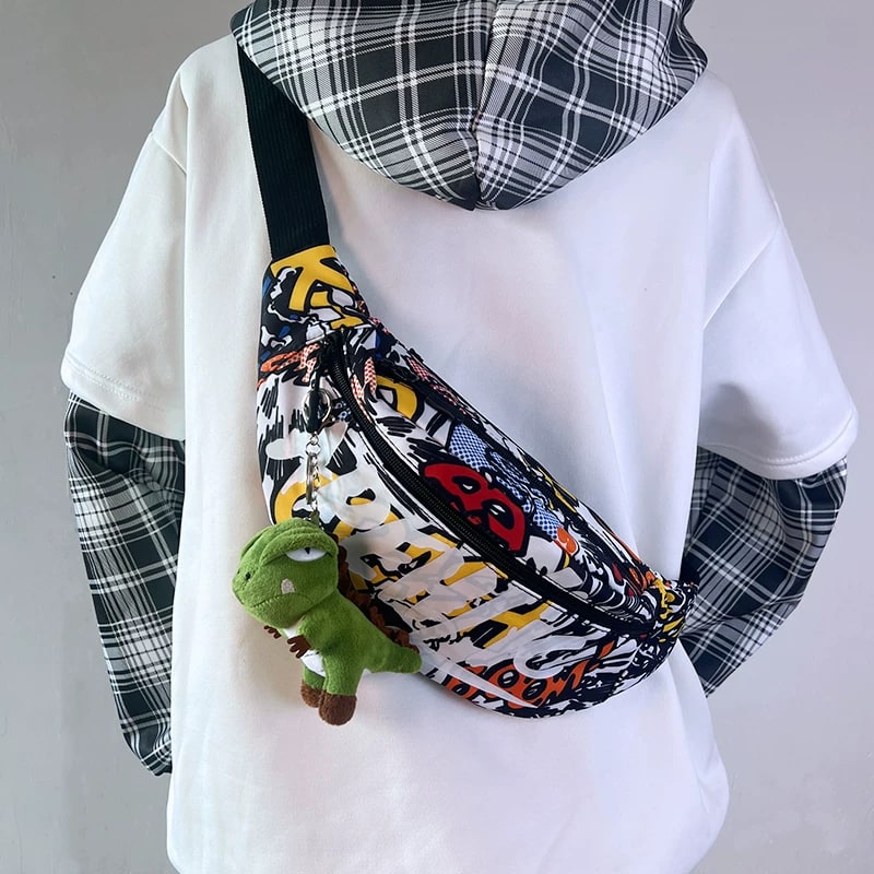 Printed Canvas Sling Chest Bag photo 5