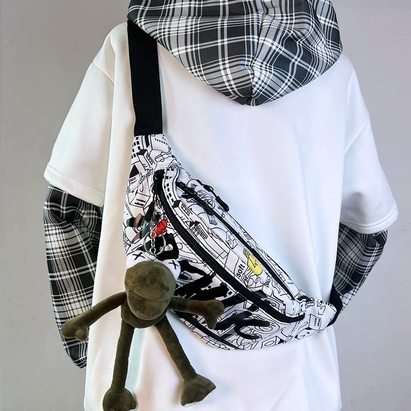 Printed Canvas Sling Chest Bag photo 3