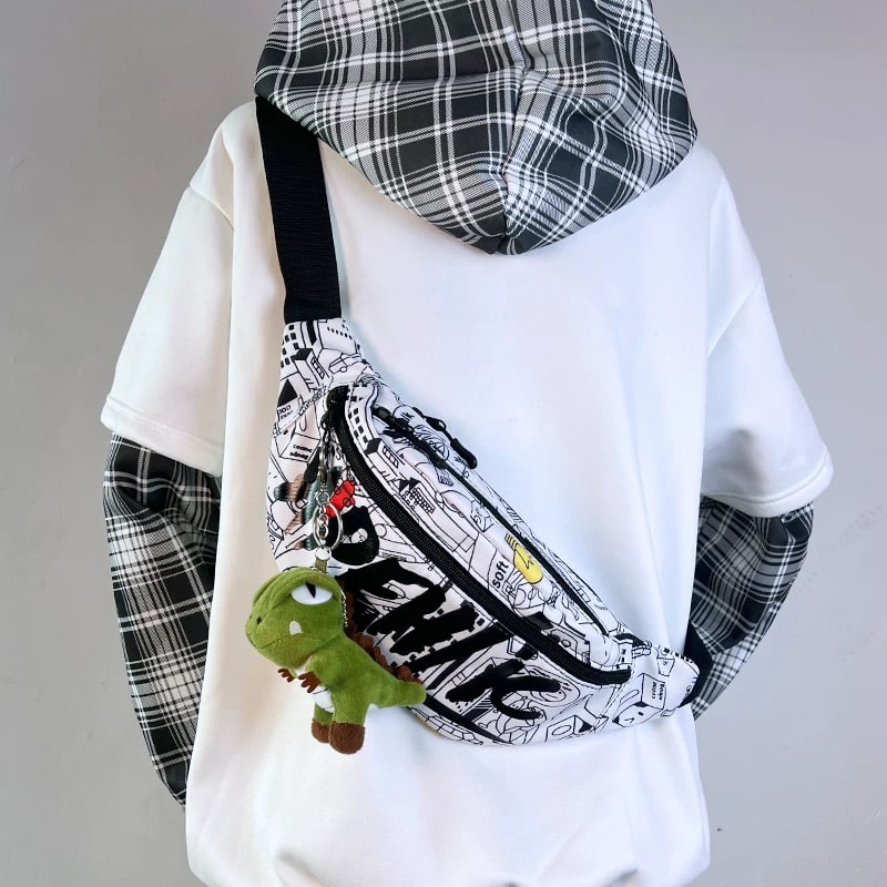 Printed Canvas Sling Chest Bag photo 2